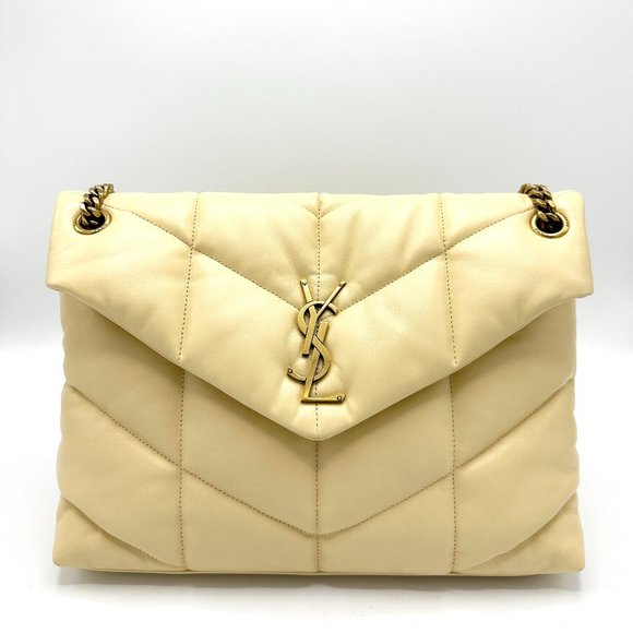 Saint Laurent Handbags - Saint Laurent Clair Beige GHW Lou Lou Puffer Medium